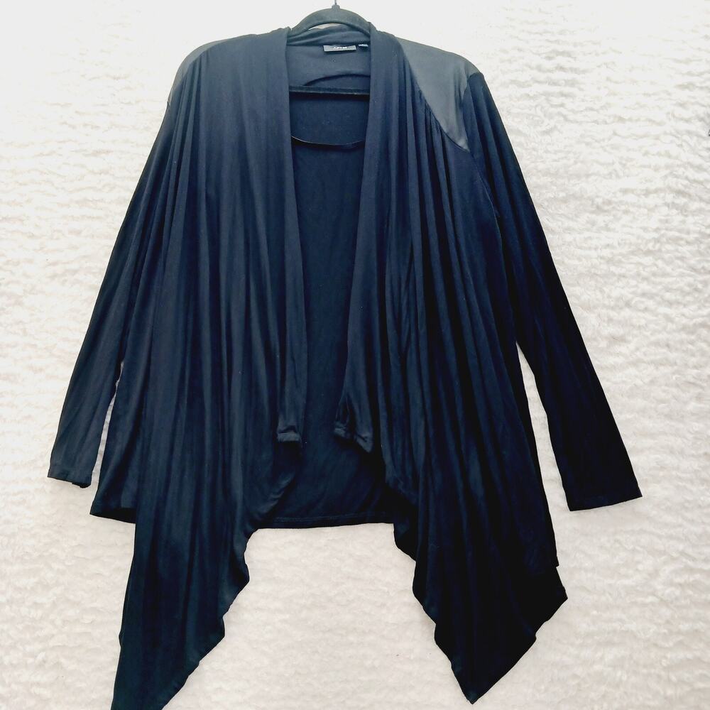 Cardigan Open Kimono Black Goth Office Siren Soft Girl Sharkbite Ruffle Size L